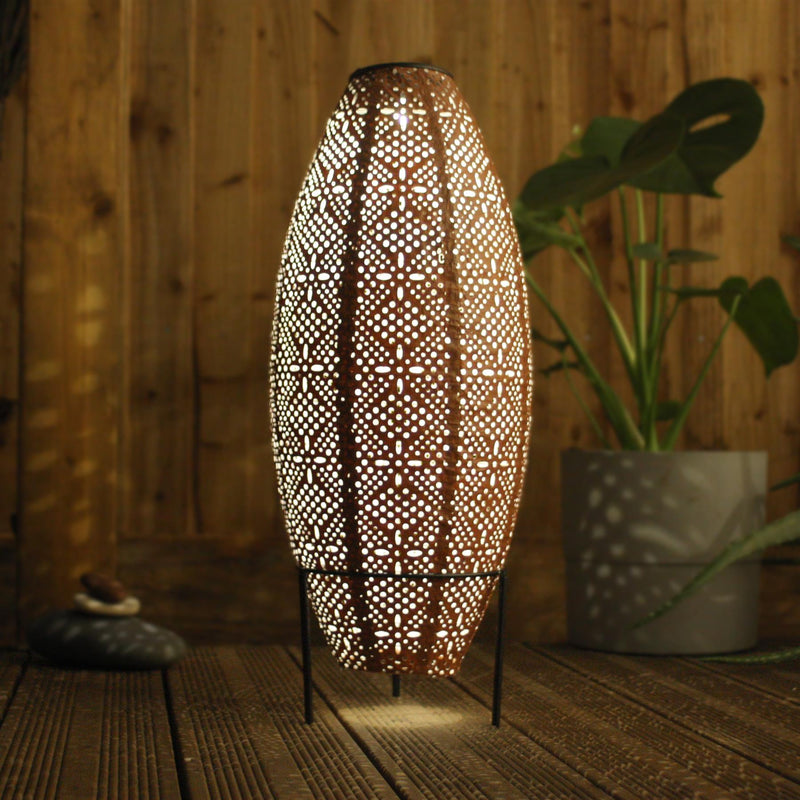 Solar Lantern - LED Outdoor Hanging & Table Light - Sold Individually - Brown Oval