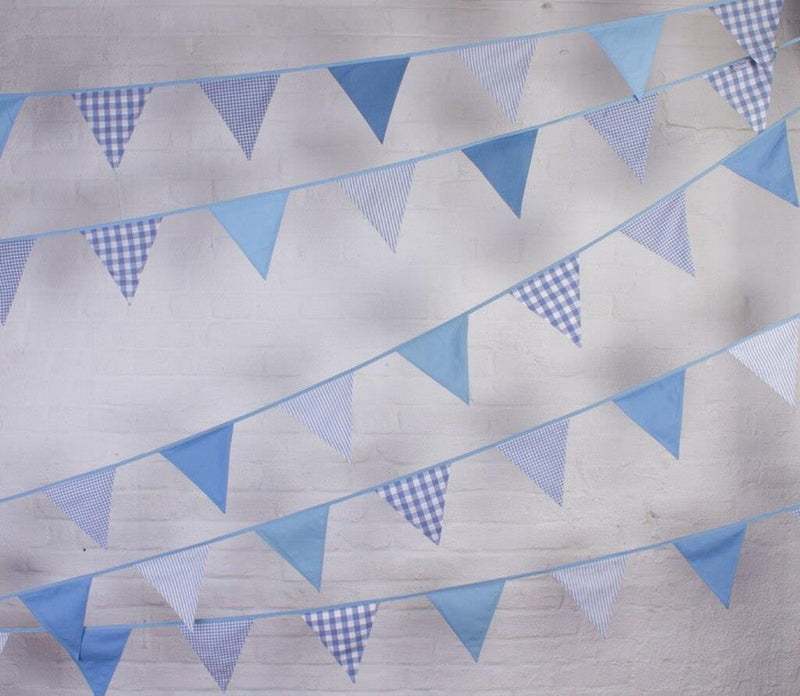 100% Cotton Bunting - Shades of Blue - 10m/33 Double Sided Flags