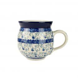 Medium Round Mug - Tiny Blue Flowers - 350ml - 0070-1952X - Polish Pottery