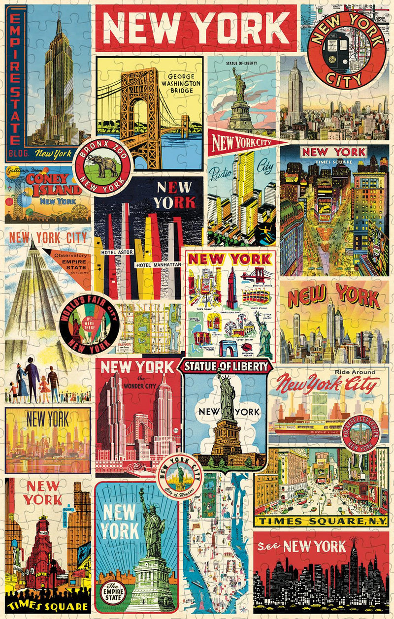 Cavallini - Vintage Jigsaw Puzzle - 500 Pieces - 35x55cms - New York City Collage/Images