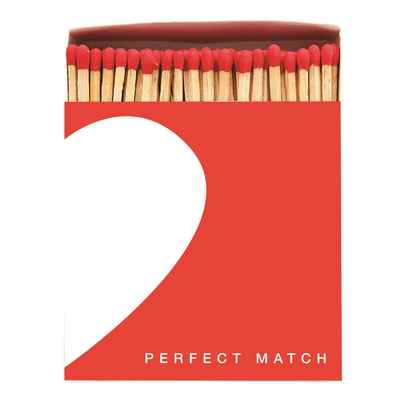 Perfect Match - Red/White Heart (B111) - 100 Luxury Safety Matches - Archivist