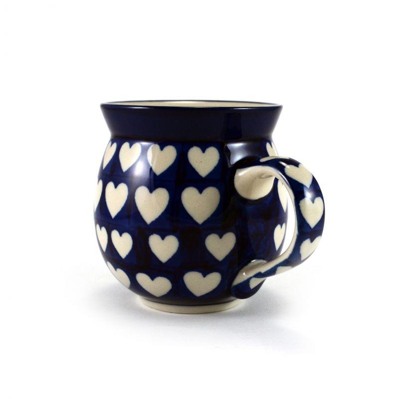 Medium Round Mug - Hearts - 350ml - 0070-0375JX - Polish Pottery