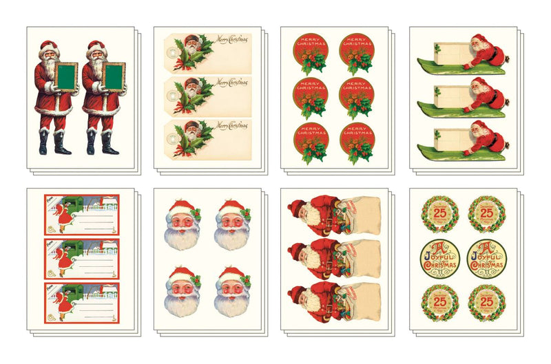 Cavallini - Tin of Decorative Stickers - Father Christmas - Vintage (HOLVIN)