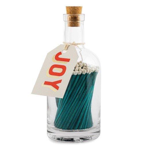 Christmas Joy - Green - (GB86) - Glass Bottle - 125 Luxury Safety Matches - Archivist