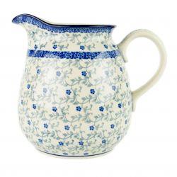 Flower/Water/Milk Jug - Tiny Blue Flowers - 1.5 Litre - 0077-1952X - Polish Pottery