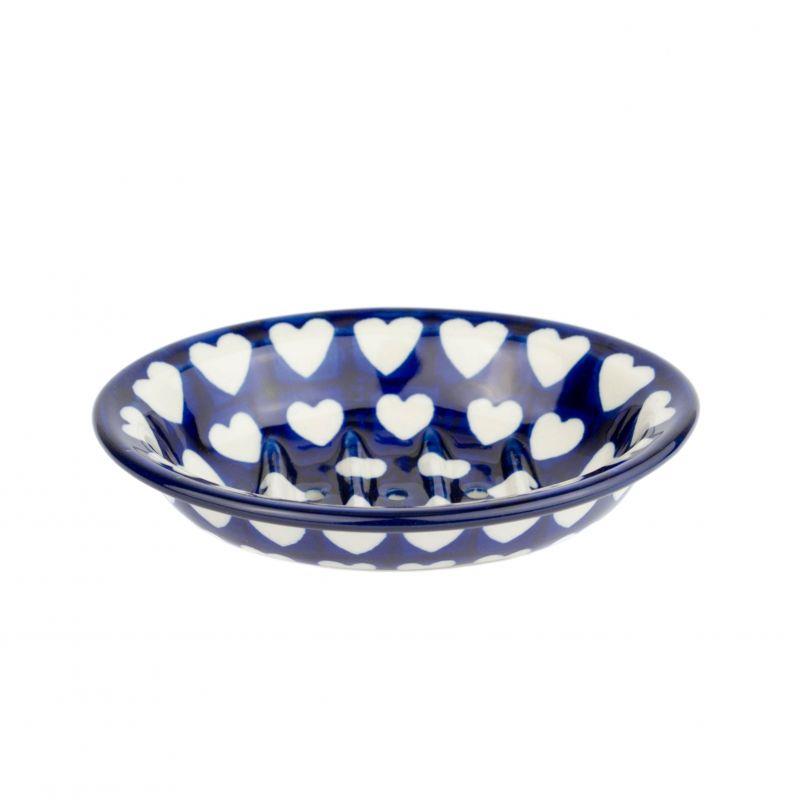 Soap Dish With Holes - Hearts - 0879-0375JX - Polish Pottery