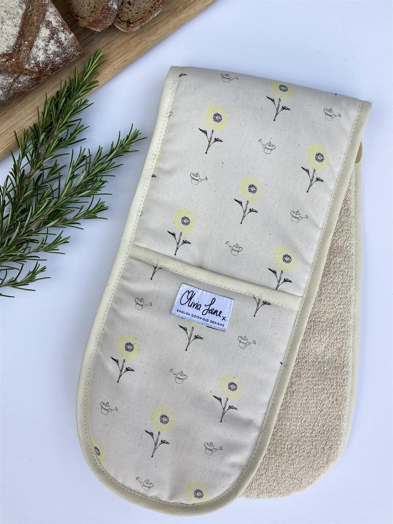 Olivia Jane Designs - 100% Cotton Double Oven Glove/Mitt - Sunny Side Up Sunflowers