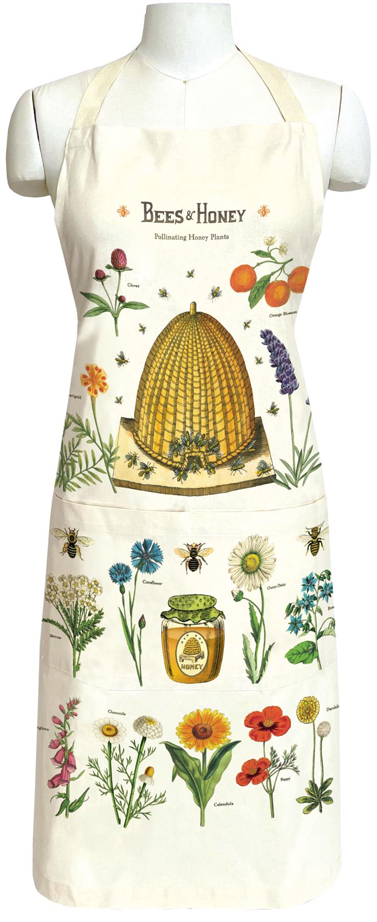 Cavallini - 100% Natural Cotton Vintage Apron - 48x80cms - Bees & Honey