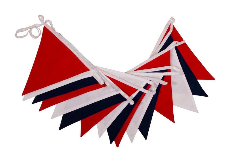 100% Cotton Bunting - Red, White & Blue - 10m/33 Double Sided Flags - The Cotton Bunting Company