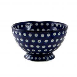 French Bowl - Blue Eyes/Blue With White Spots - 0206-0070AX - 14 x 8.5cms - Polish Pottery