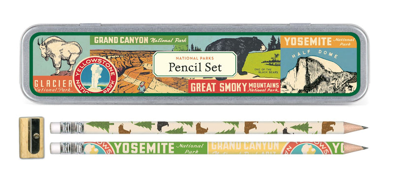 Cavallini - Tin of Pencils - USA National Parks - 10 Pencils/2 Designs, & Sharpener