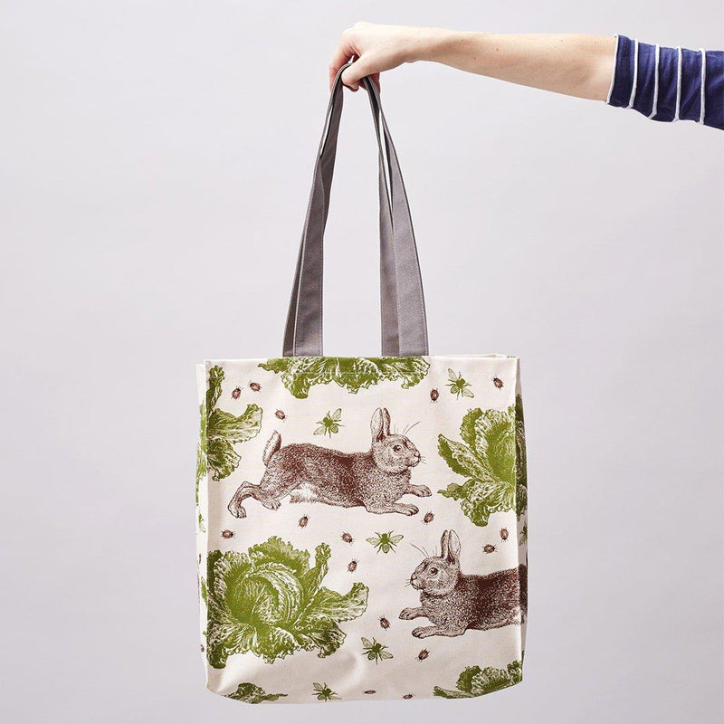 Thornback & Peel - 100% Cotton Tote Shopping Bag - 40x37x11cms - Rabbit & Cabbage