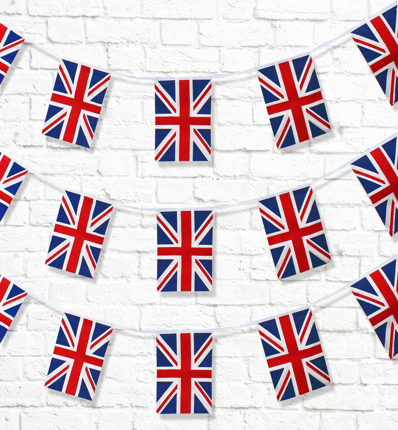 100% Cotton Bunting - Union Jack - 10m/34 Double Sided Rectangular Flags - The Cotton Bunting Company