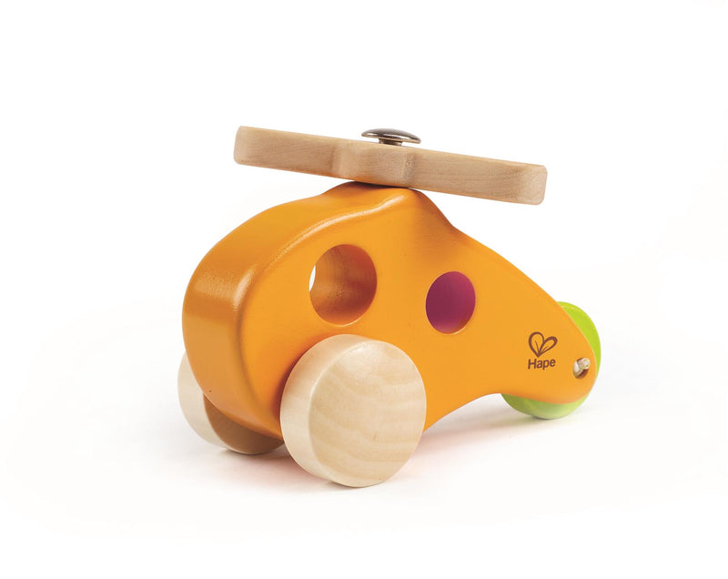 Hape - Little Orange Helicopter - Wooden Push & Pull Along Toy