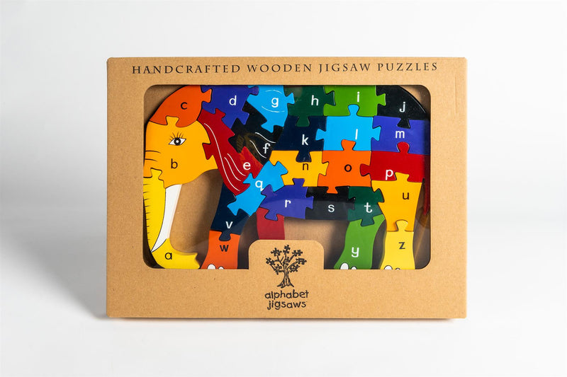Alphabet Jigsaws - Elephant a-z Puzzle - Chunky, Bright & Educational - 33x19cms
