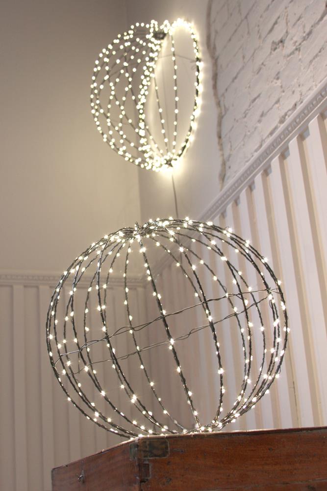 Mains or Battery Powered Sphere - Indoor/Outdoor Hanging Light - 30cm Diameter/108 LED Ornament