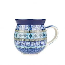 Extra Large Round Mug - Blue Mosaics - 500ml - 0073-1917X - Polish Pottery