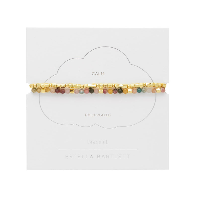 Coco & Tourmaline Gemstone Bead Bracelet Set - 2 Pack - Gold Plated - Calm - Estella Bartlett