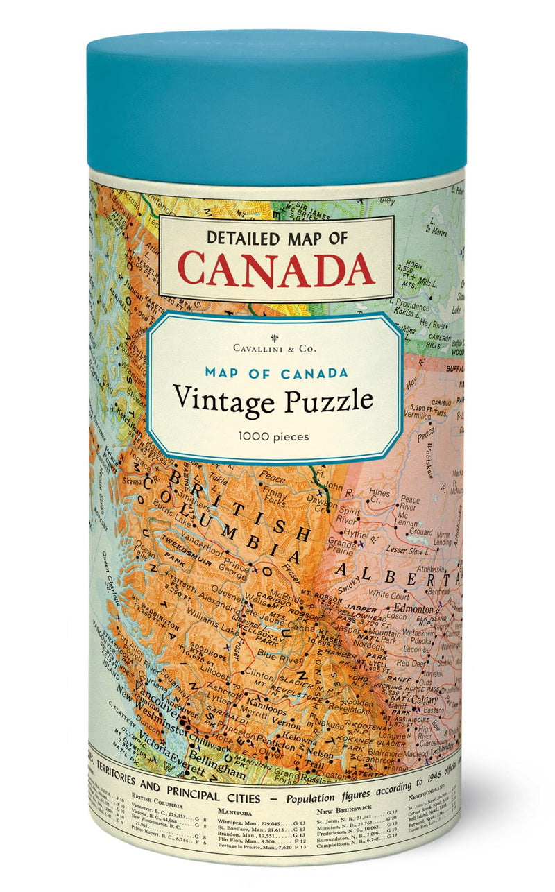 Cavallini - Vintage Jigsaw Puzzle - 1000 Pieces - 55x70cms - Detailed Map Of Canada