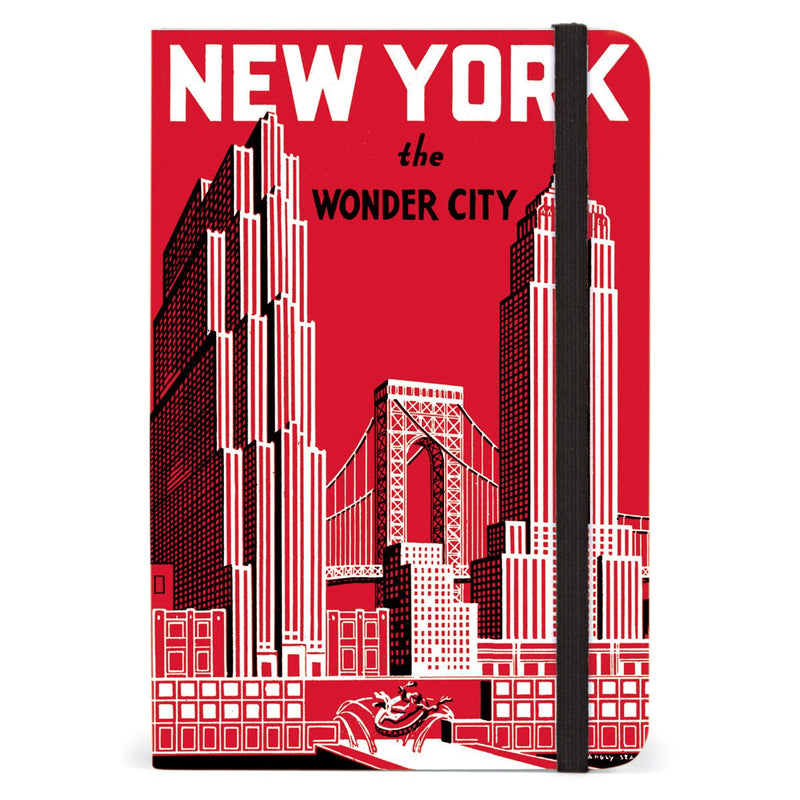 Cavallini - Small Lined Pocket Notebook 4x6ins - New York The Wonder City - 256 Pages With Elastic Enclosure